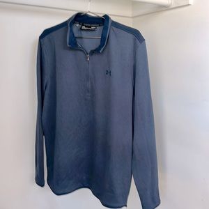 Blue Under Armour loose cold gear pullover with 1/4 zipper, L, super condition!